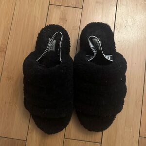 UGG Black Plush Women's Slippers